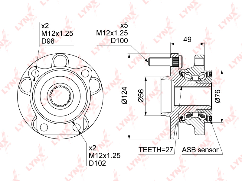 Ступица Перед В Сборе Subaru Forester(Sh/J) 20-25 08-  / Impreza( LYNXAUTO WH1169