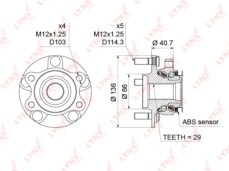 WH-1196 СТУПИЦА ПЕРЕДНЯЯ В СБОРЕ (С ABS) NISSAN JU LYNXAUTO WH1196