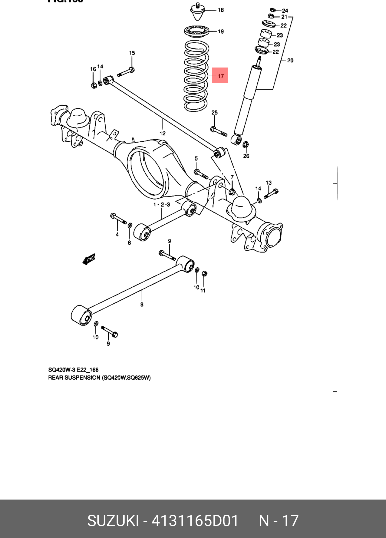 SPRING REAR COIL SUZUKI 4131165D01