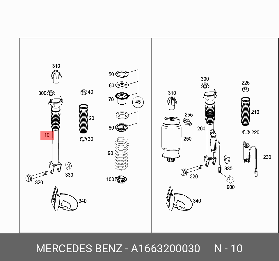 АМОРТИЗАТОР ЗАДНИЙ MERCEDES A1663200030