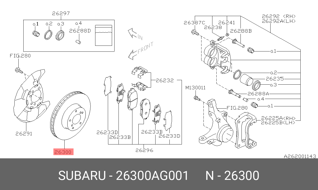 Диск тормозной передний SUBARU 26300AG001