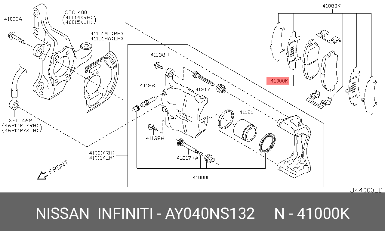 Комплект тормозных колодок дисковый тормоз NISSAN AY040NS132