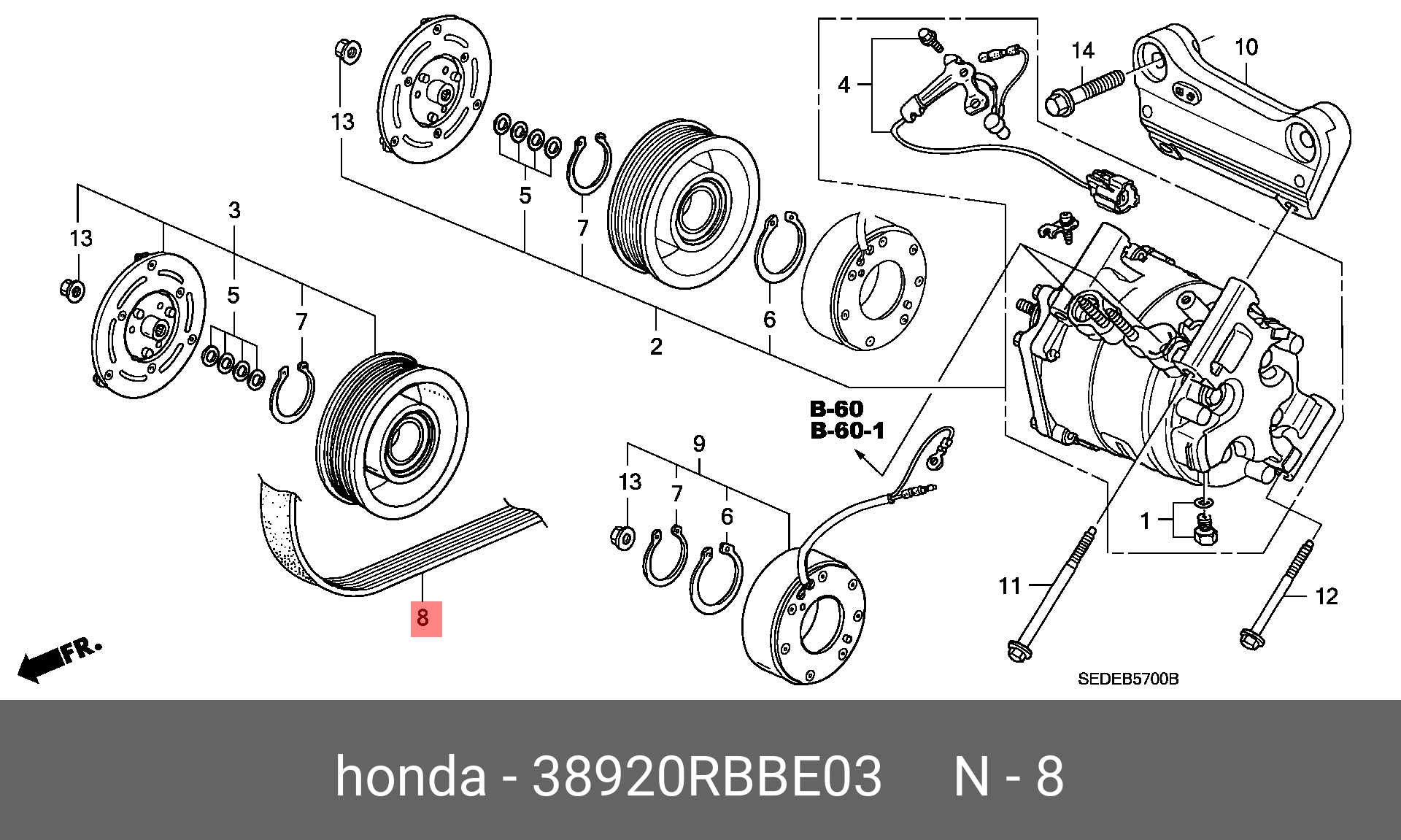 РЕМЕНЬ КЛИНОВОЙ HONDA 38920RBBE03