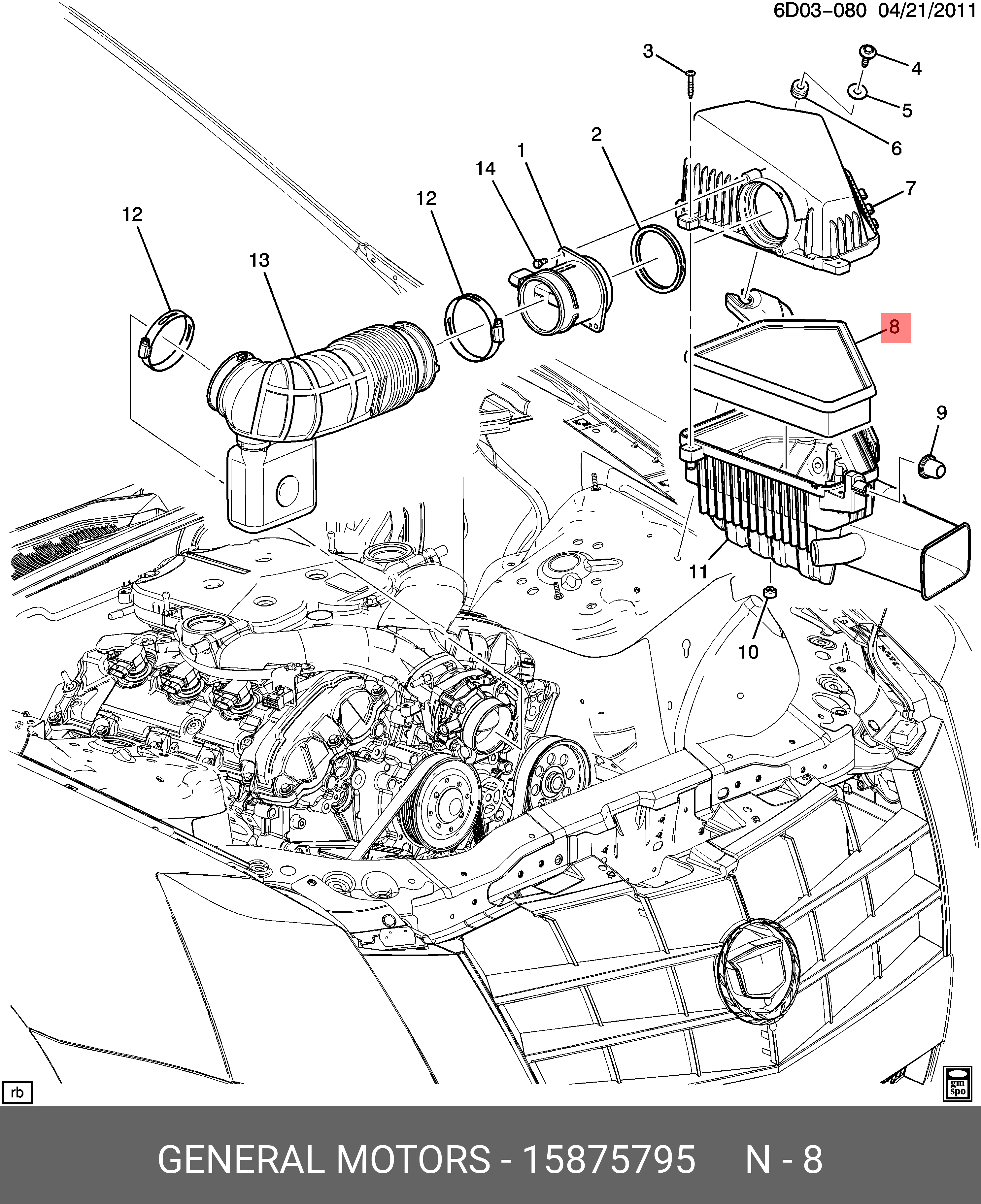 Фильтр воздушный GM 15875795