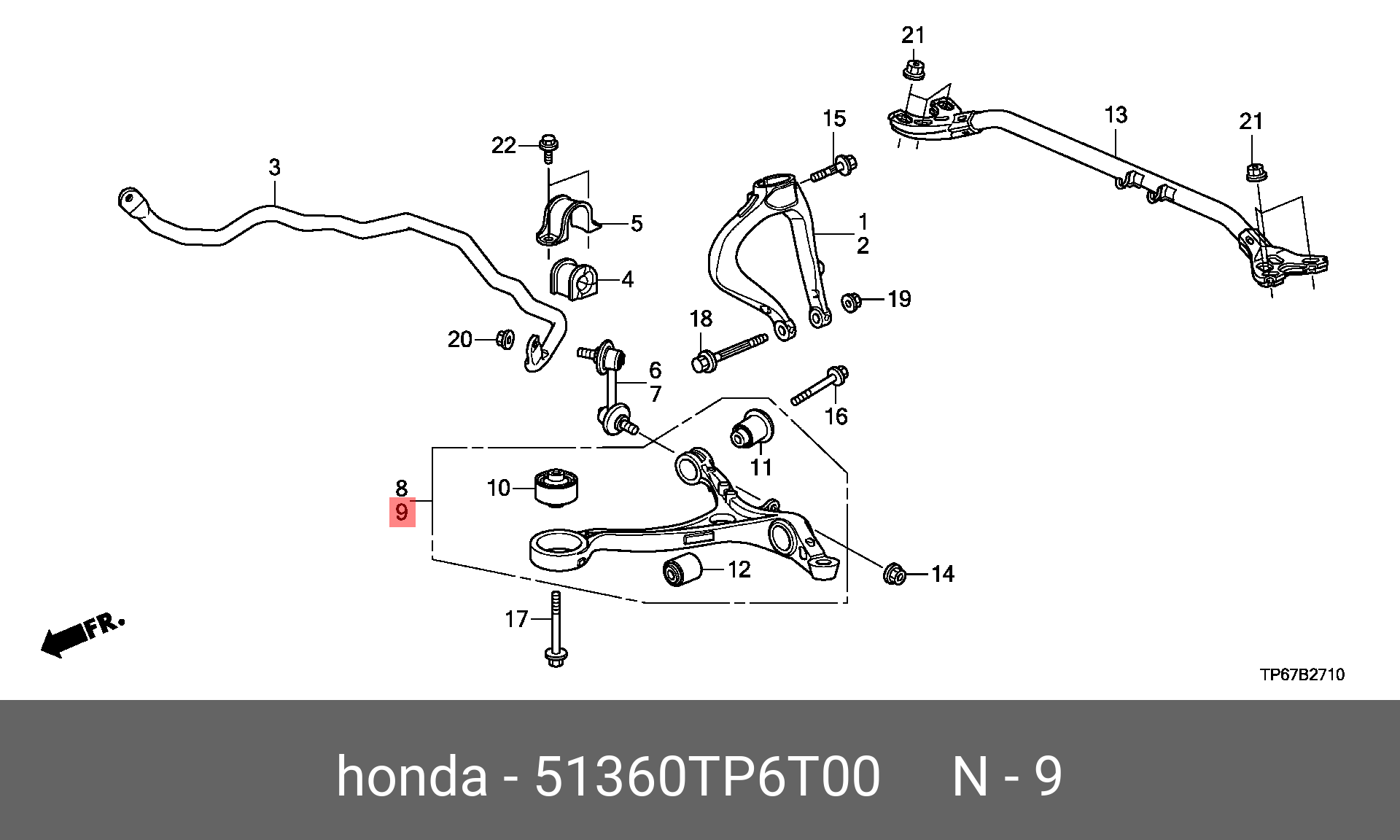 РЫЧАГ ПЕР ЛЕВ НИЖНИЙLWR-ARM COMPL FR HONDA 51360TP6T00