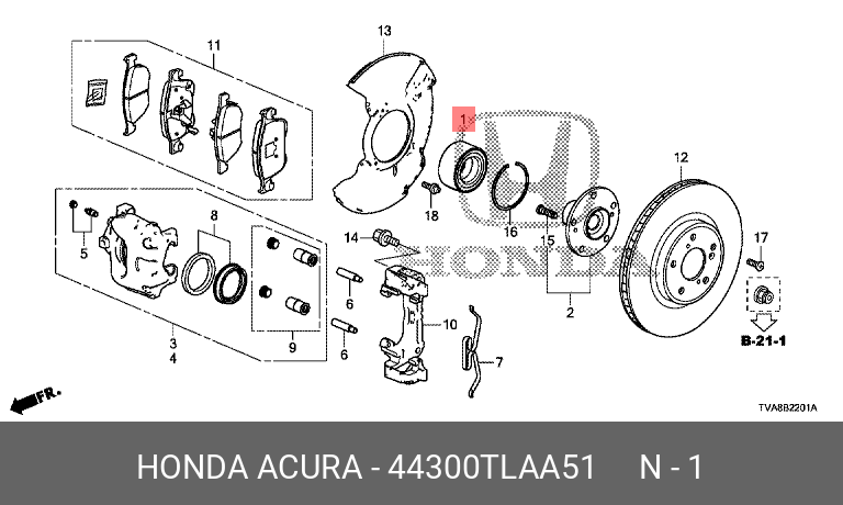 ПОДШИПНИК СТУПИЧНЫЙ В СБОРЕ HONDA 44300TLAA51