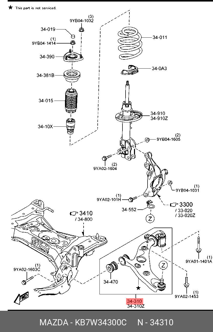 Рычаг подвески правый нижний MAZDA KB7W34300C