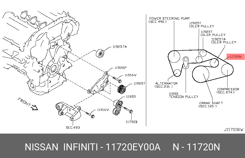 Ремень поликлиновый NISSAN 11720EY00A