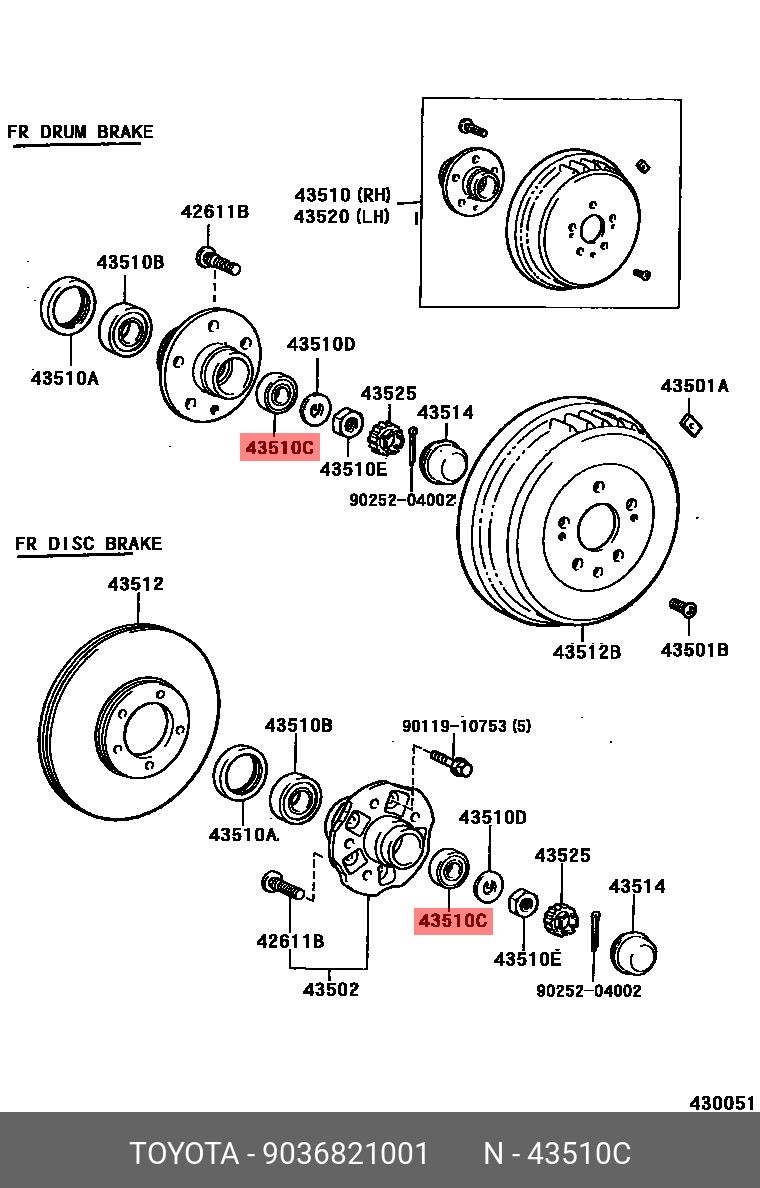 ПОДШИПНИК СТУПНАРУЖ TOYOTA 9036821001
