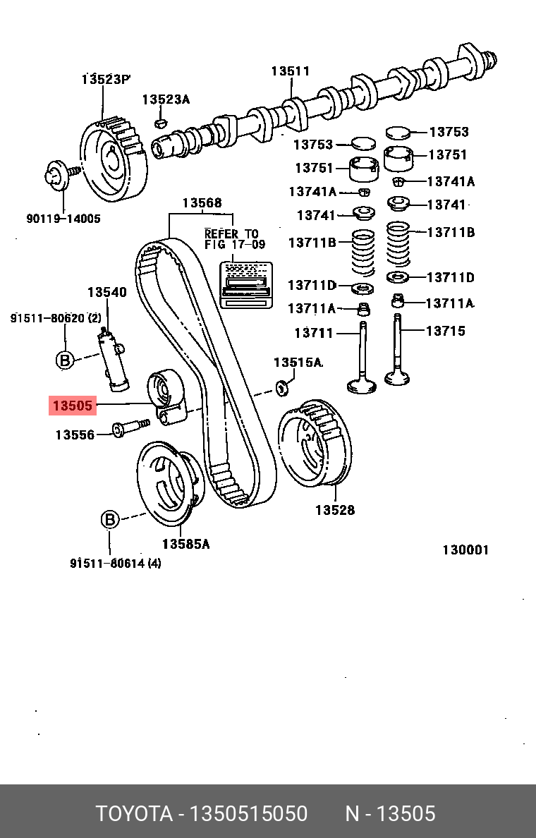 РОЛИК НАТЯЖИТЕЛЯ TOYOTA 1350515050