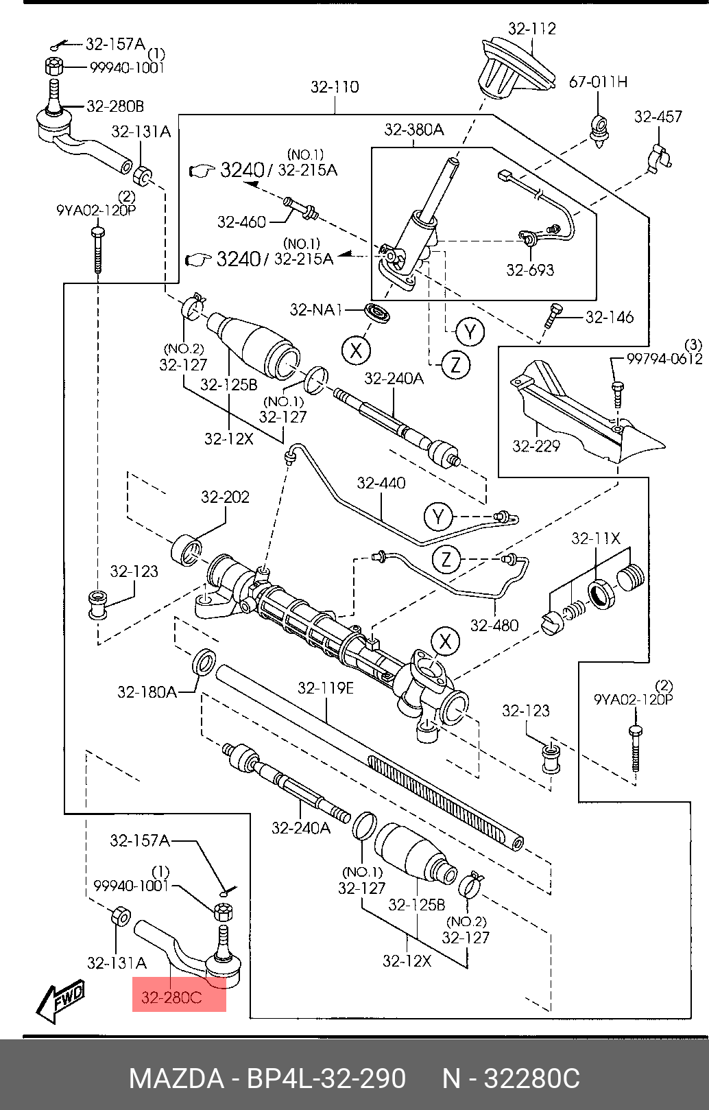 Наконечник рулевой тяги MAZDA BP4L32290