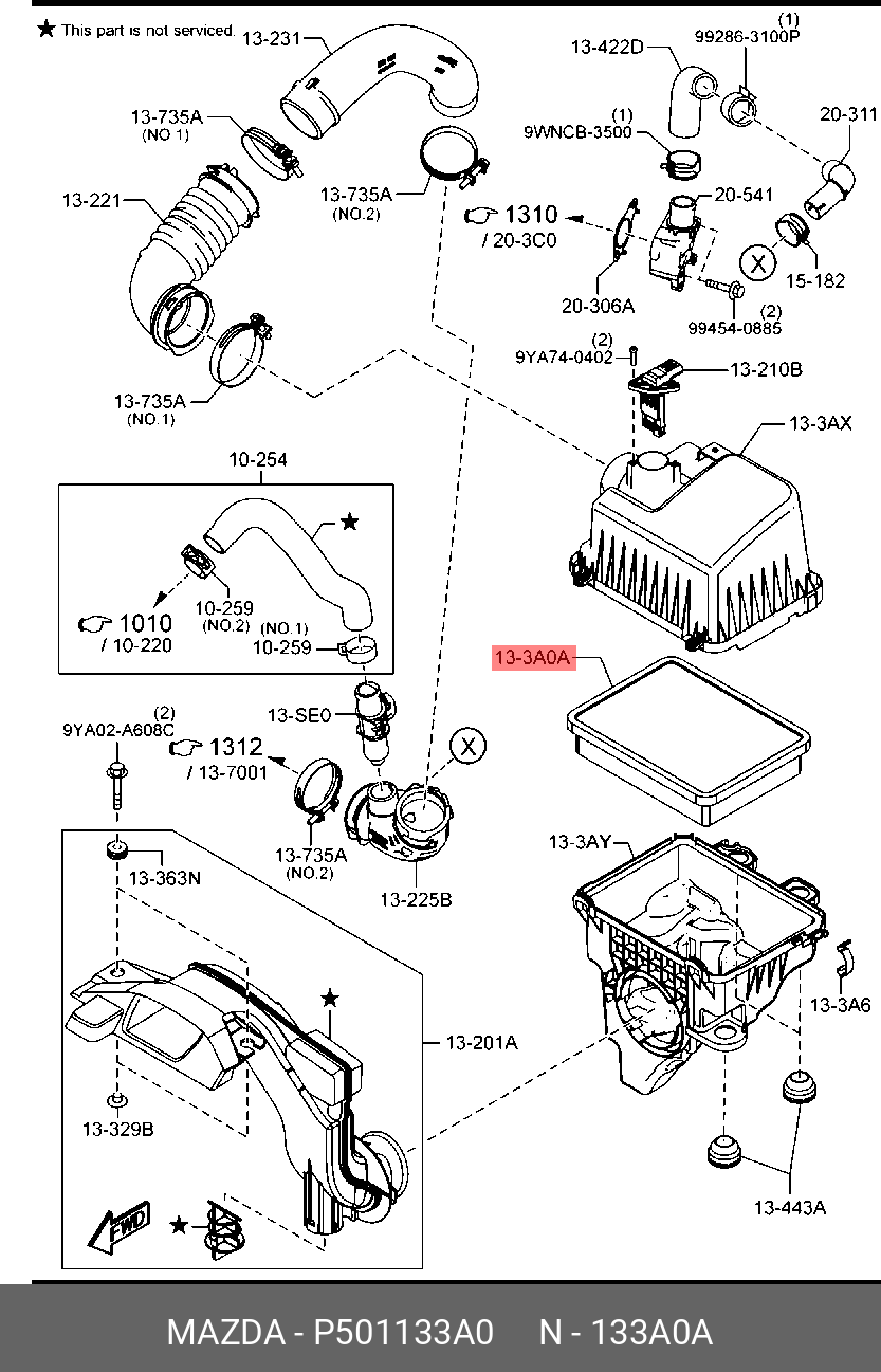 Фильтр Воздушный 15 Л MAZDA арт P501133A0 MAZDA P501133A0