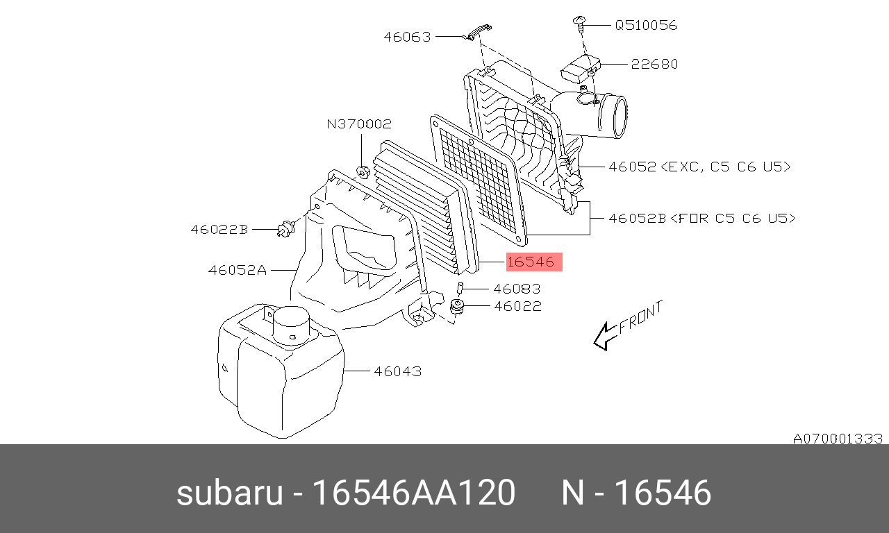 Воздушный фильтр SUBARU 16546AA120