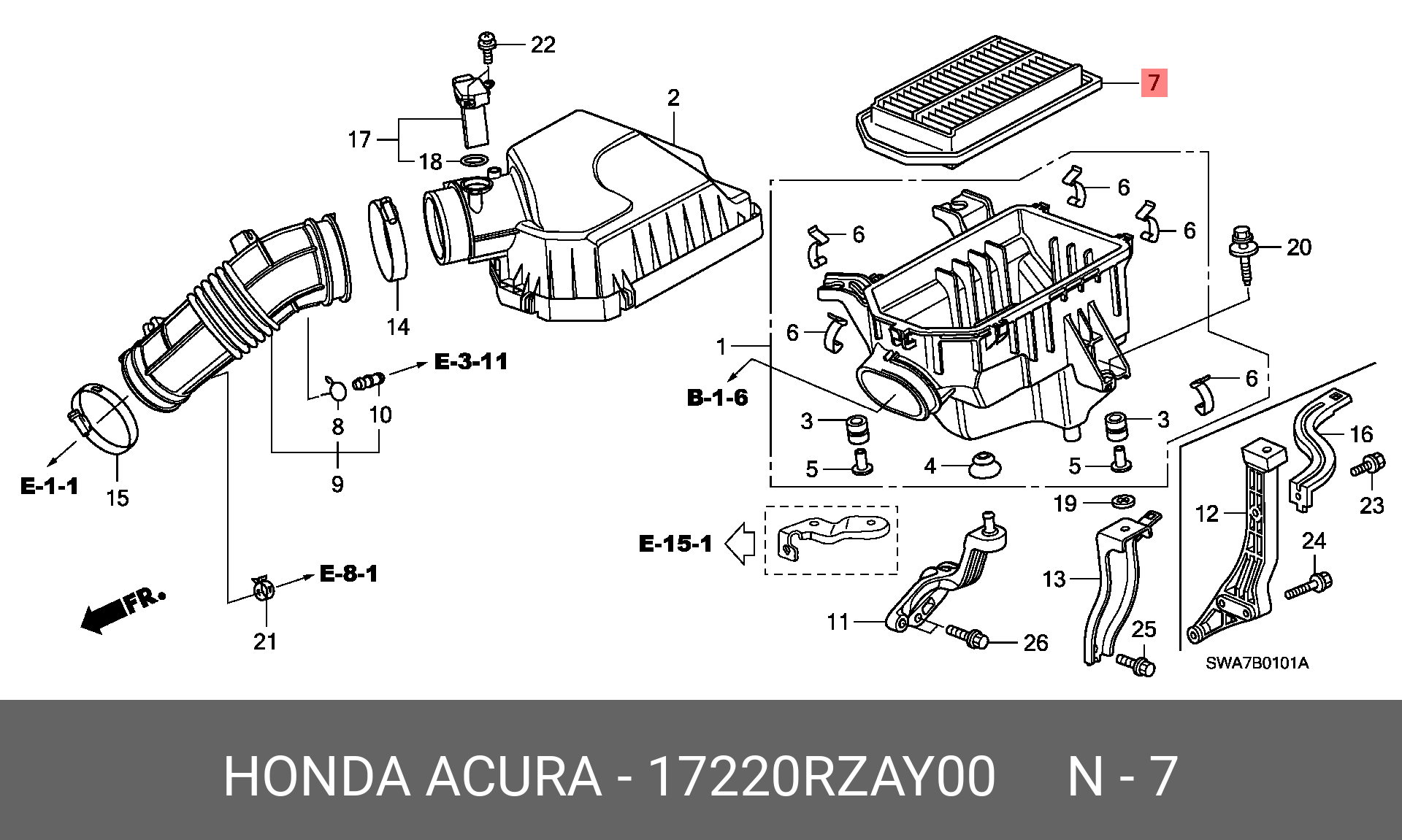 ФИЛЬТР ВОЗДУШНЫЙ HONDA 17220RZAY00