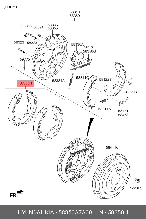 K SHOE KIT-PARKING BRAKE HYUNDAI-KIA 58350A7A00