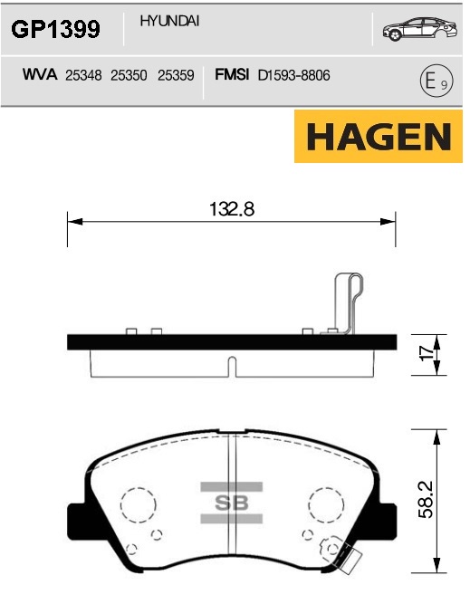 Колодки тормпер Premium brake pads HAGEN SANGSIN GP1399