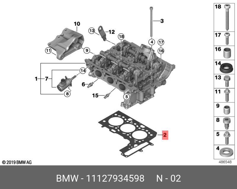 Уплотнпрокладка головки блока цилиндров BMW 11127934598