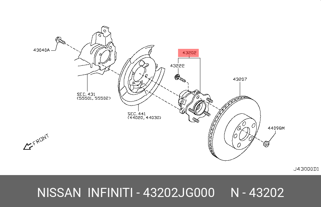 СТУПИЦА КОЛЕСА NISSAN 43202JG000