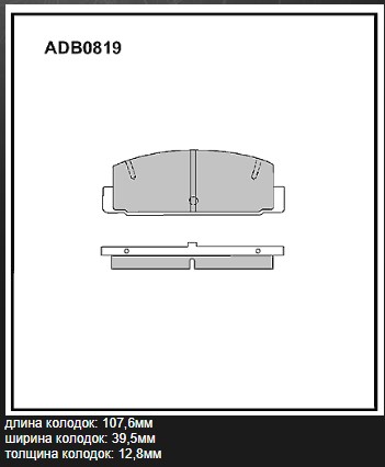 Колодки тормозные дисковые ALLIED NIPPON ADB0819