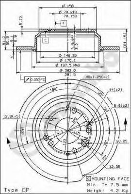 08689810_ Диск Тормозной Задний Honda Legend 32 24V 91-96/Shuttle BREMBO 08689810