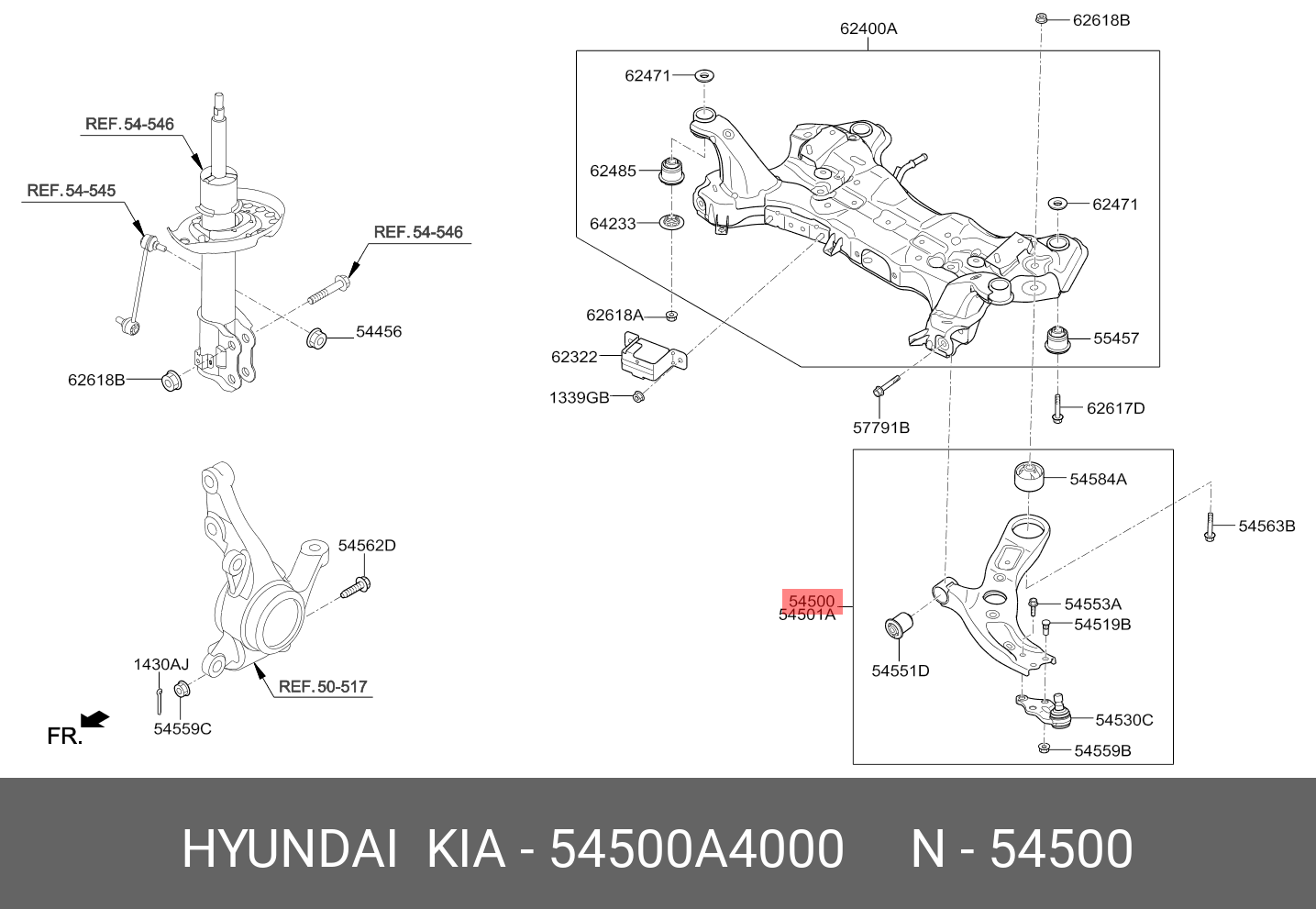 Рычаг подвески передний нижний левый HYUNDAI-KIA 54500A4000