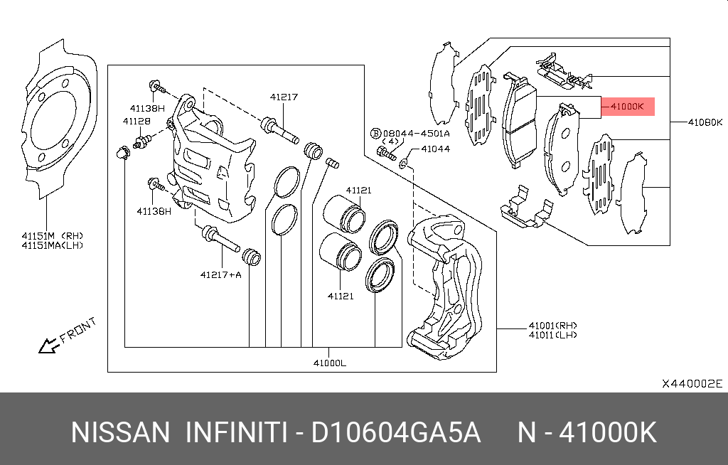 Колодки тормозные дисковые | перед | NISSAN D10604GA5A