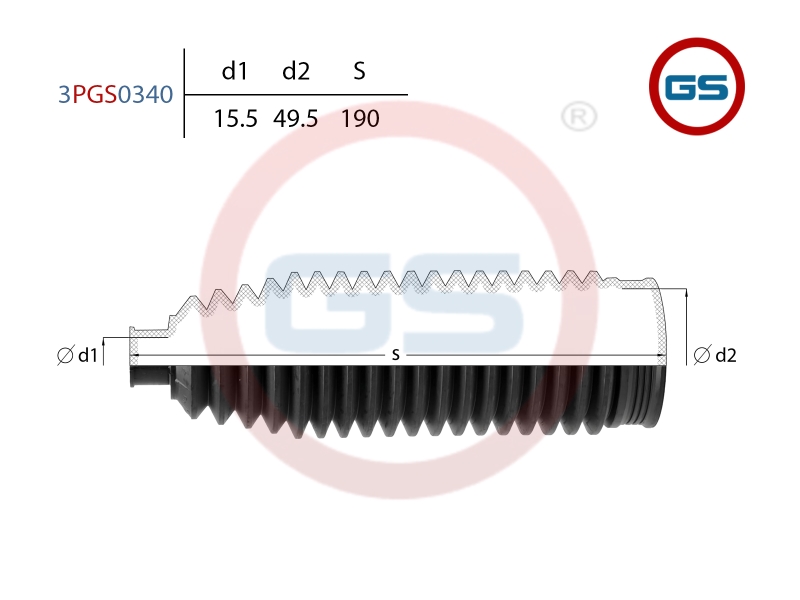 Пыльник рулевой рейки GS 3PGS0340