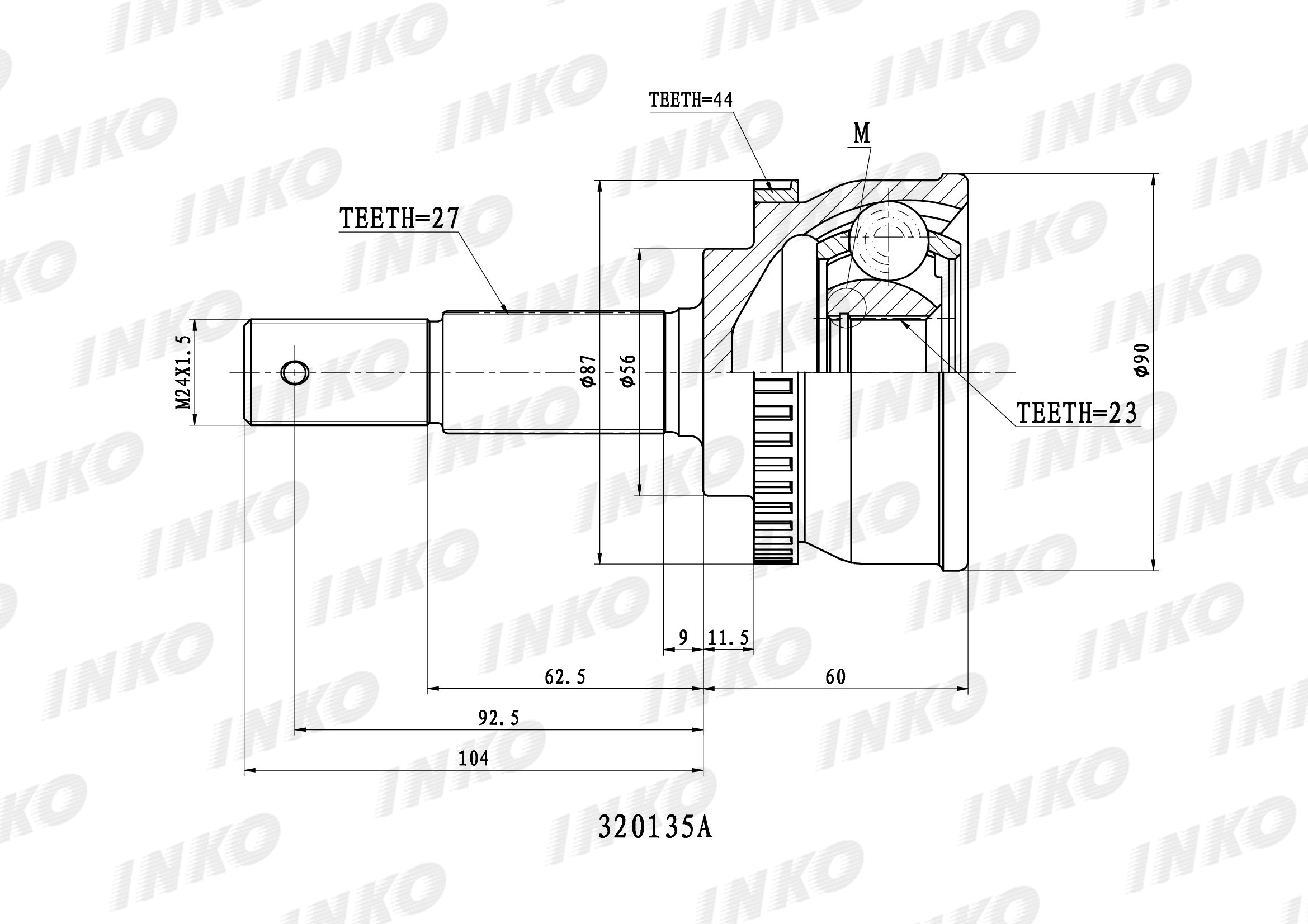 ШРУС внешний 27/23 ABS 44 INKO 320135A