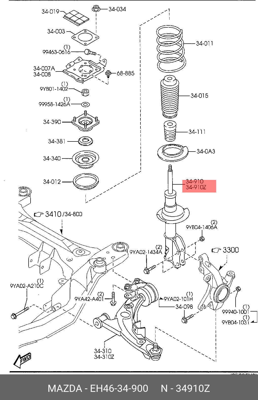 АМОРТИЗАТОР ПЕРЕДН ЛЕВ MAZDA EH4634900