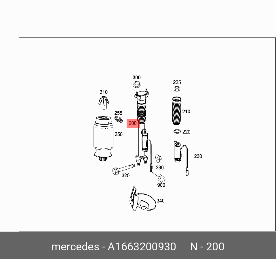 АМОРТИЗАТОР ЗАДНИЙ W166 MERCEDES A1663200930