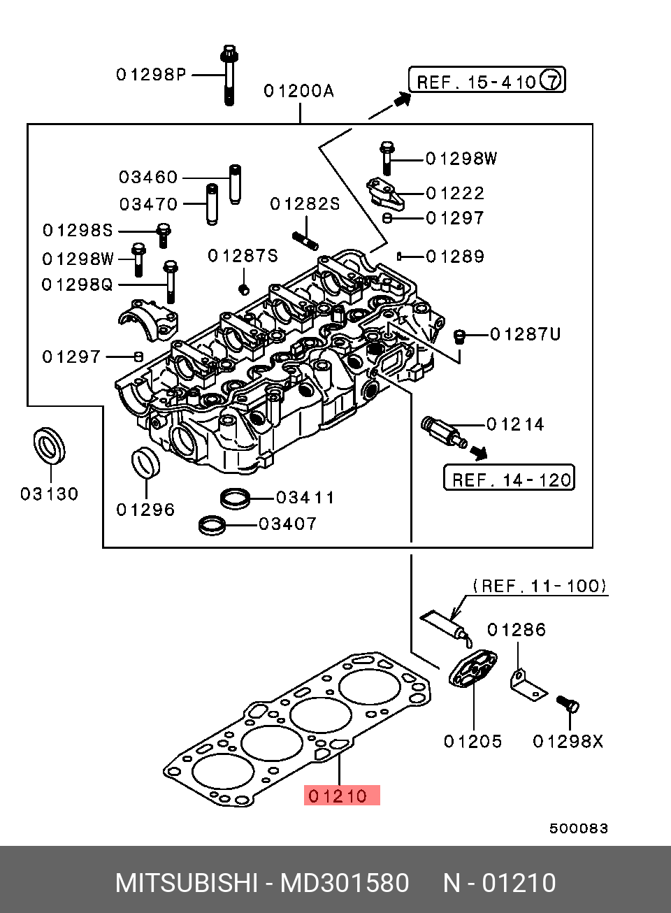 Прокладка головки блока цилиндров MITSUBISHI MD301580