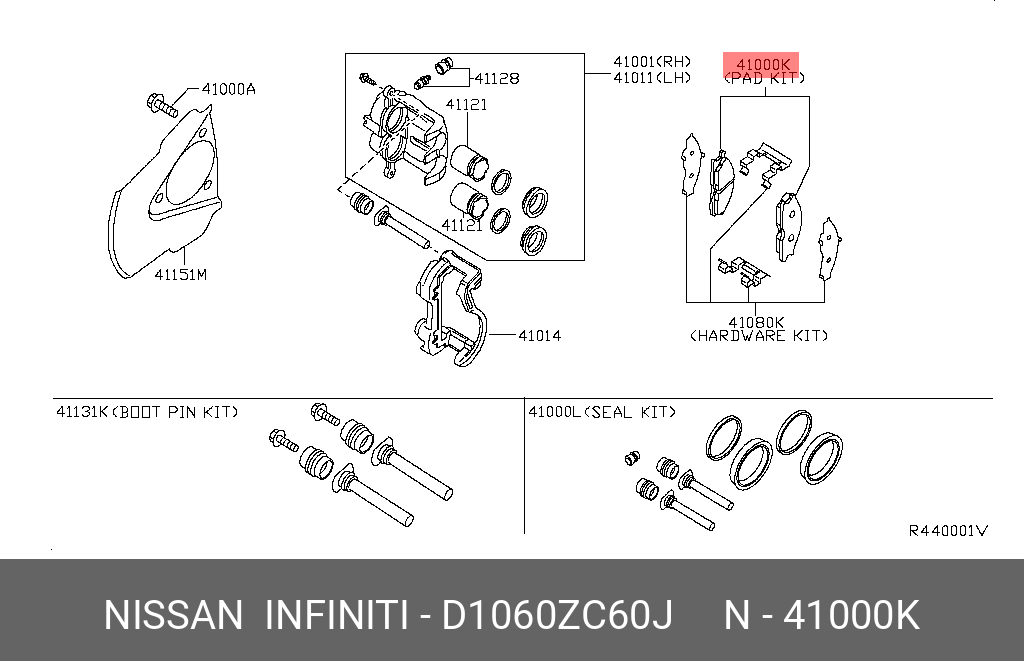 Колодки переднего дискового тормоза (комплект) NISSAN D1060ZC60J