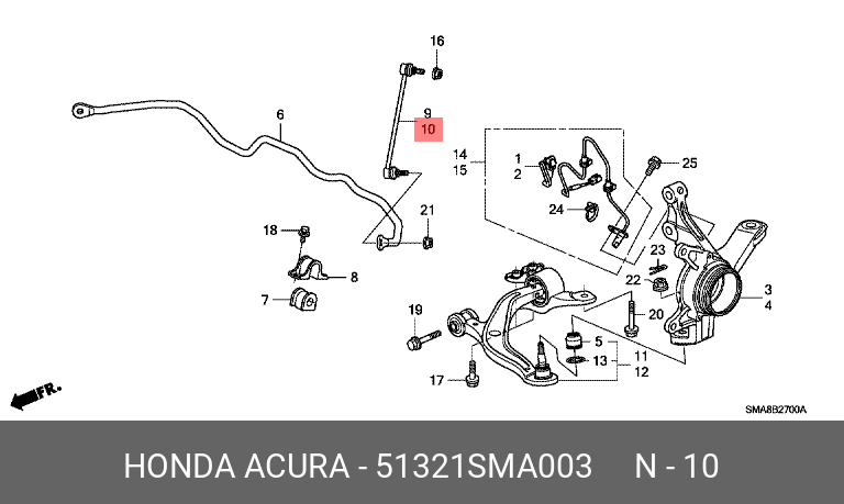 линк стабилизатора RN67 51321-SMA-003 HONDA 51321SMA003