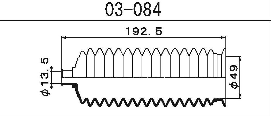 Пыльник рул рейки (d=135 D=49 L=1925) Toyota MARUICHI 03084