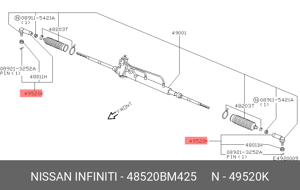 НАКОНЕЧНИК РУЛЕВОЙ/SOCKET NISSAN 48520BM425