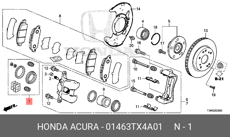 РЕМКОМПЛЕКТ СУППОРТОВ HONDA 01463TX4A01