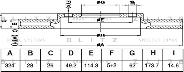 Диск тормозной передний вентилируемый BLITZ BS0536