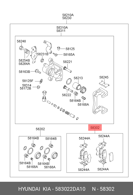 КОМПЛЕКТ ТОРМОЗНЫХ КОЛОДОК С НАКЛАДКАМИ HYUNDAI-KIA 583022DA10