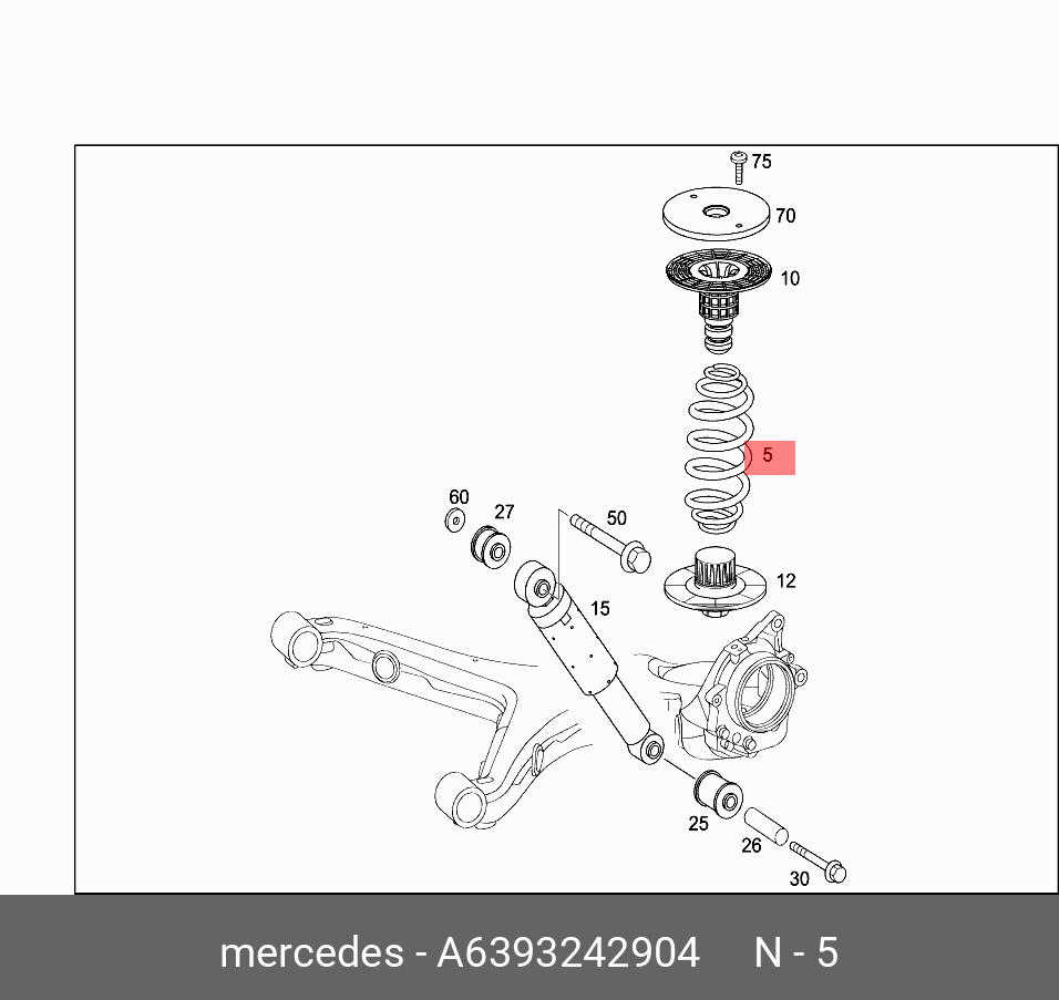 Пружина ходовой части | зад | MERCEDES A6393242904
