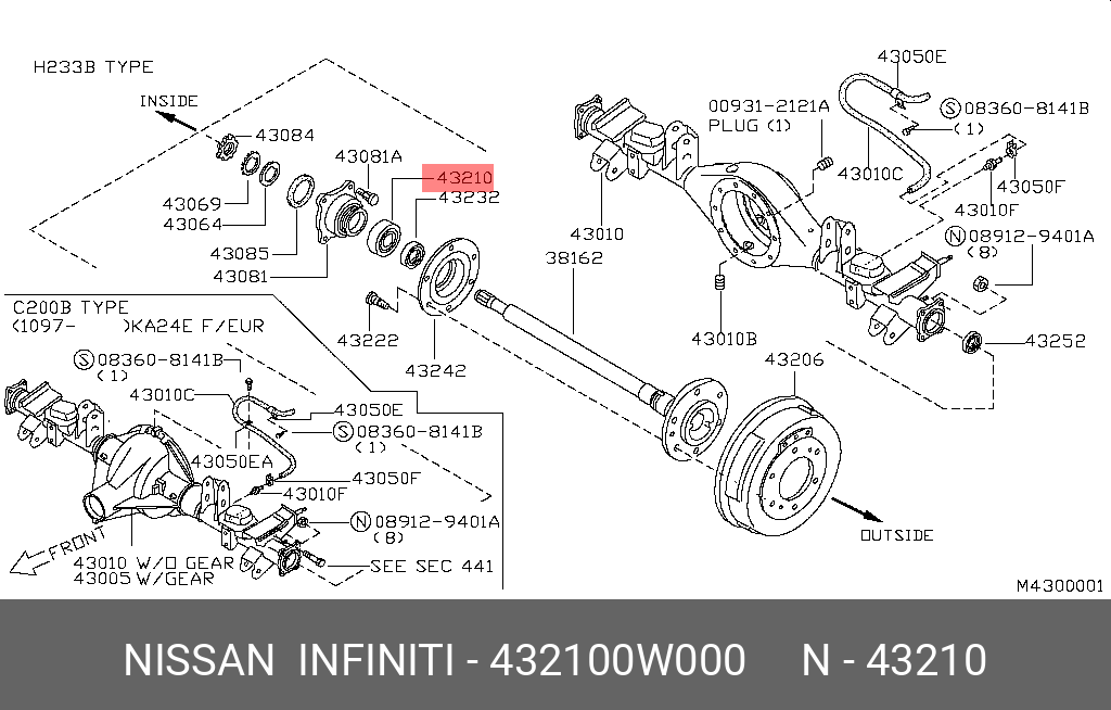 Подшипник NISSAN 432100W000