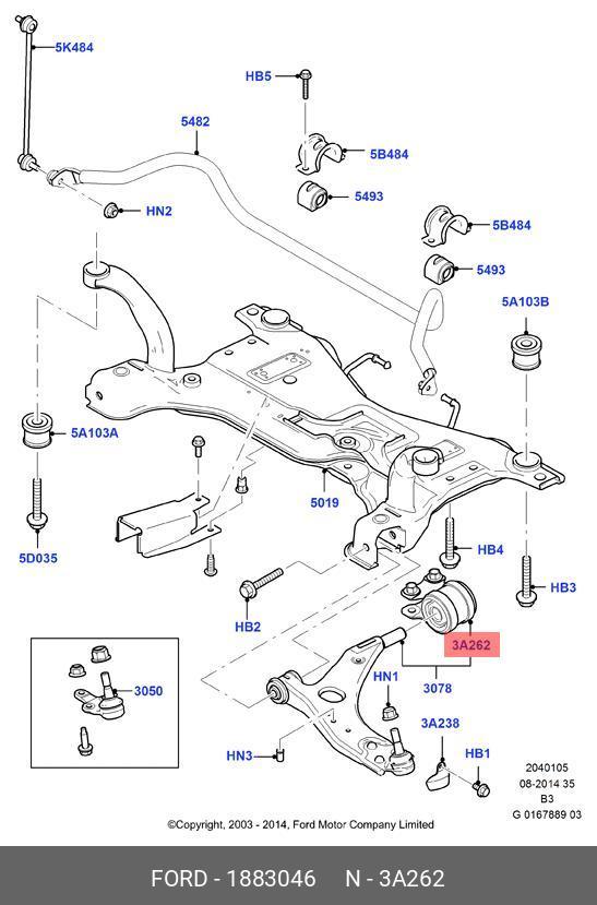 САЙЛЕНТБЛОК ПЕРЕДНЕГО РЫЧАГА ЗАДНИЙ FORD 1883046