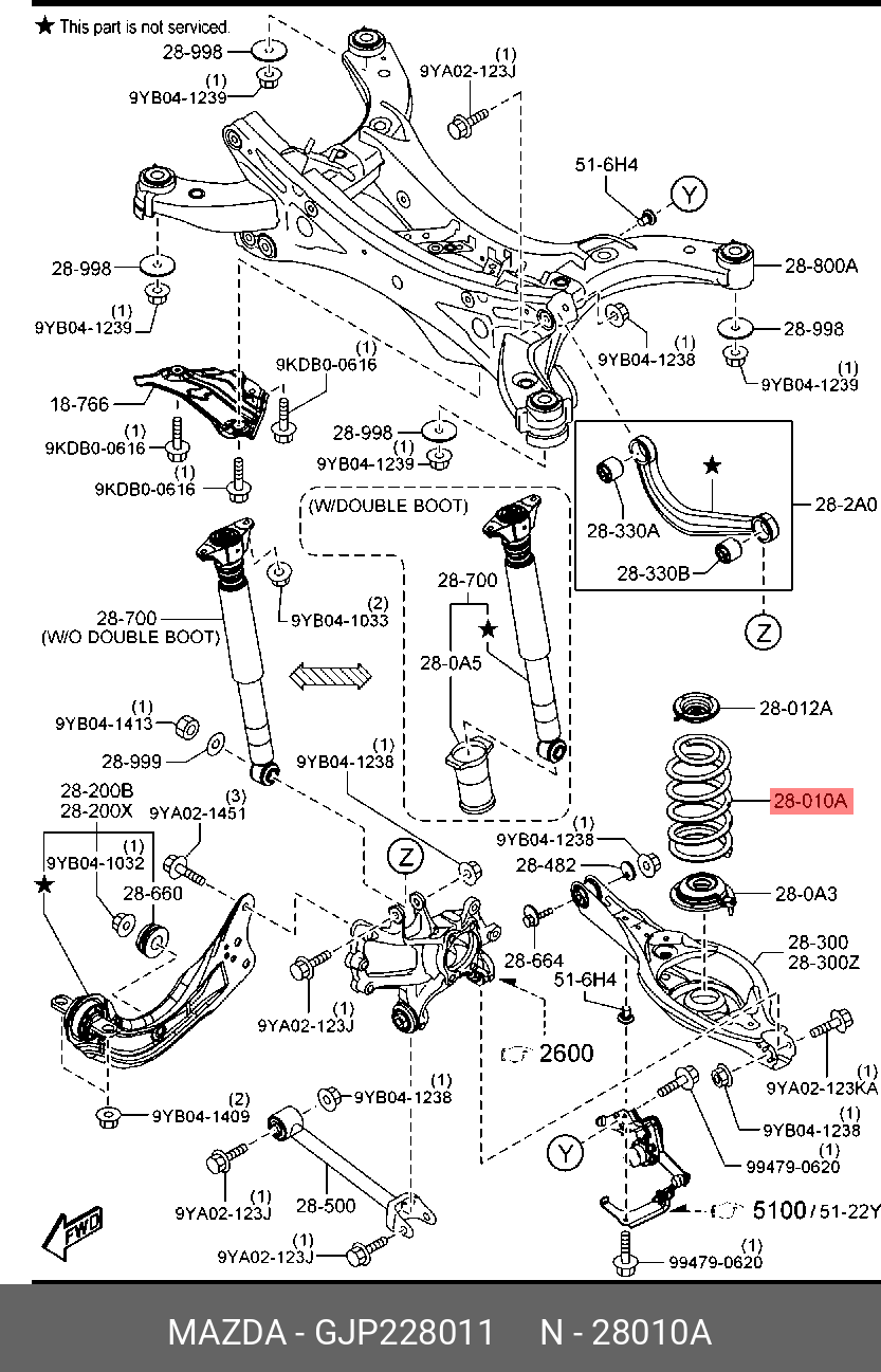 Пружина ходовой части | зад | MAZDA GJP228011