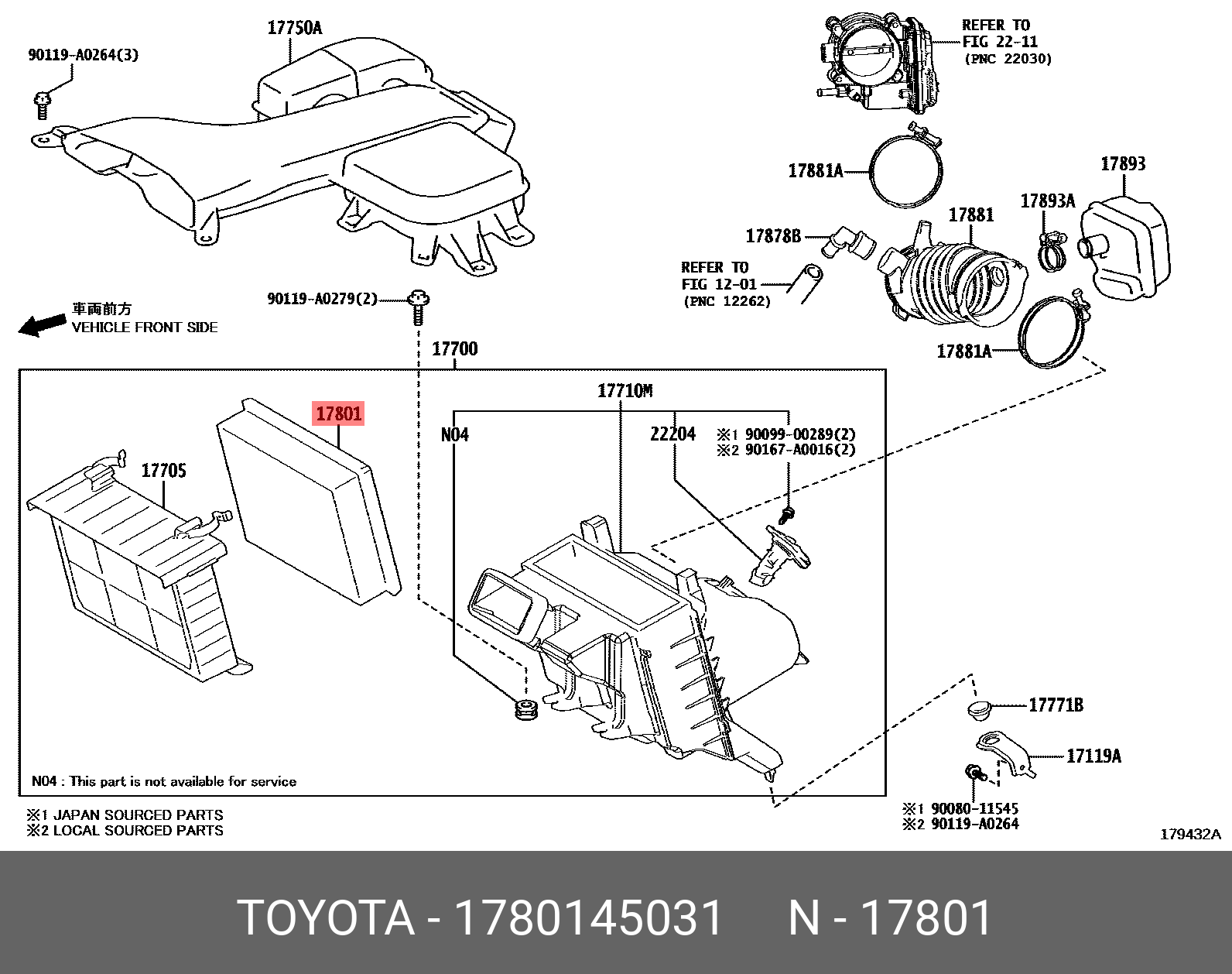 фильтр воздушный RX450H 2015-  17801-45031 TOYOTA 1780145031