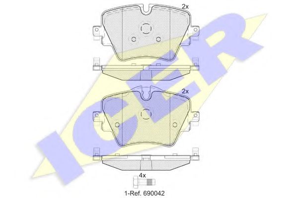 182216_КОЛОДКИ ДИСКОВЫЕ ПЕРЕДНИЕ BMW 2/X1 F45/F46 ICER 182216