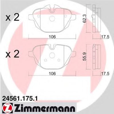 Комплект дисковых тормозных колодок ZIMMERMANN 245611751