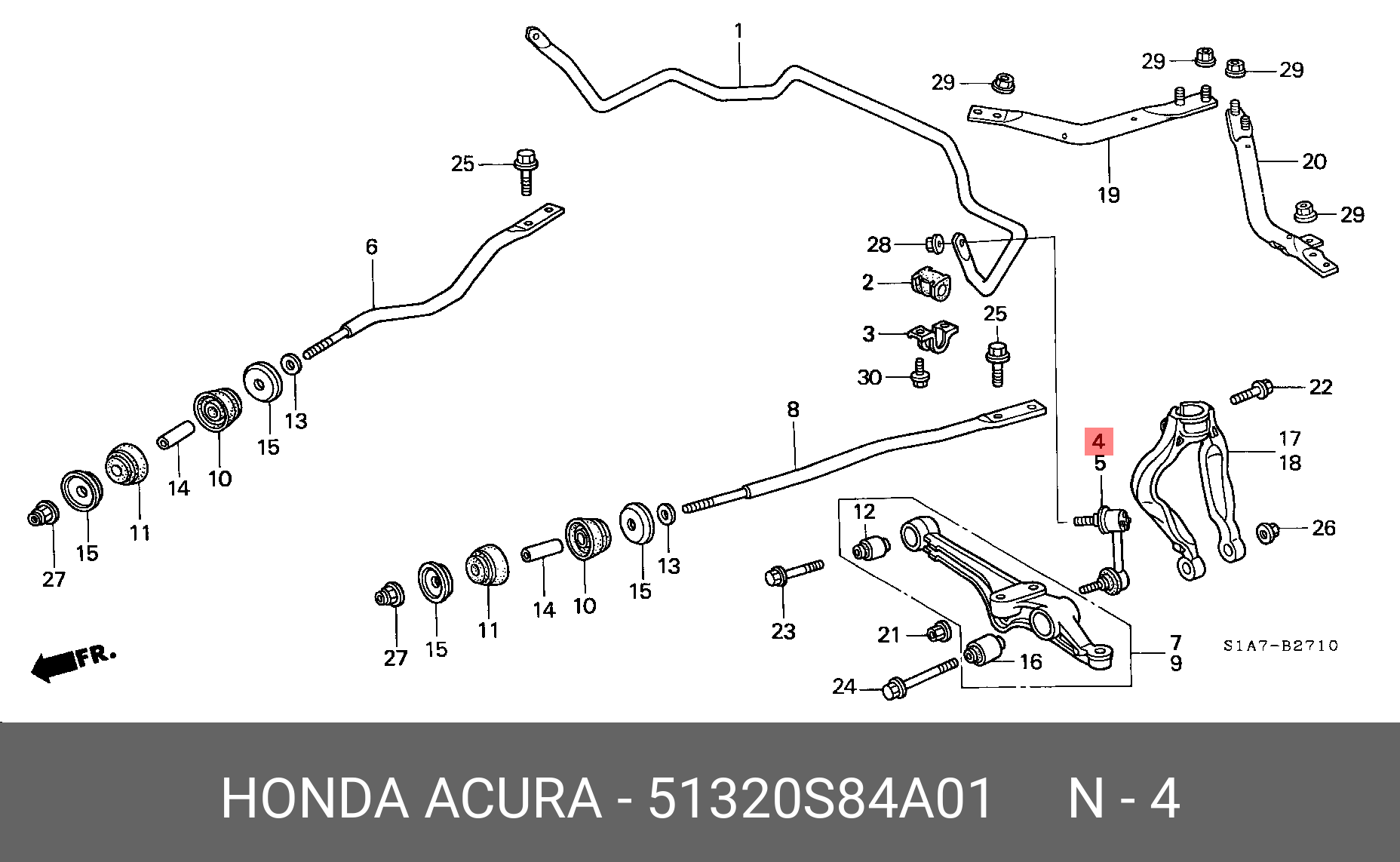 линк стабилизатора CF345 CL1-3 51320-S84-A01 HONDA 51320S84A01