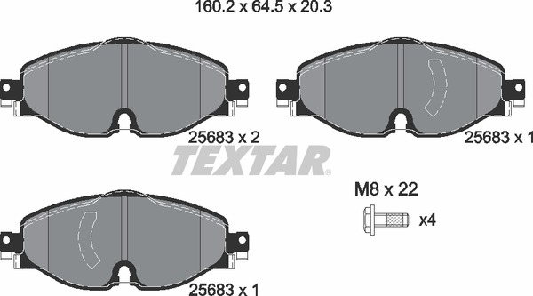 2568303_КОЛОДКИ ДИСКОВЫЕ ПЕРЕДНИЕ VW GOLF VII/PAS TEXTAR 2568303