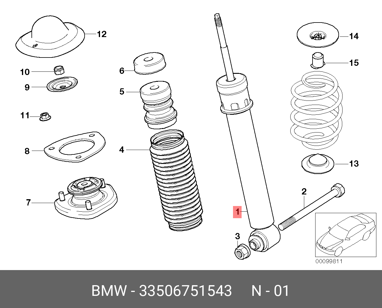 Амортизатор Зд BMW 33506751543