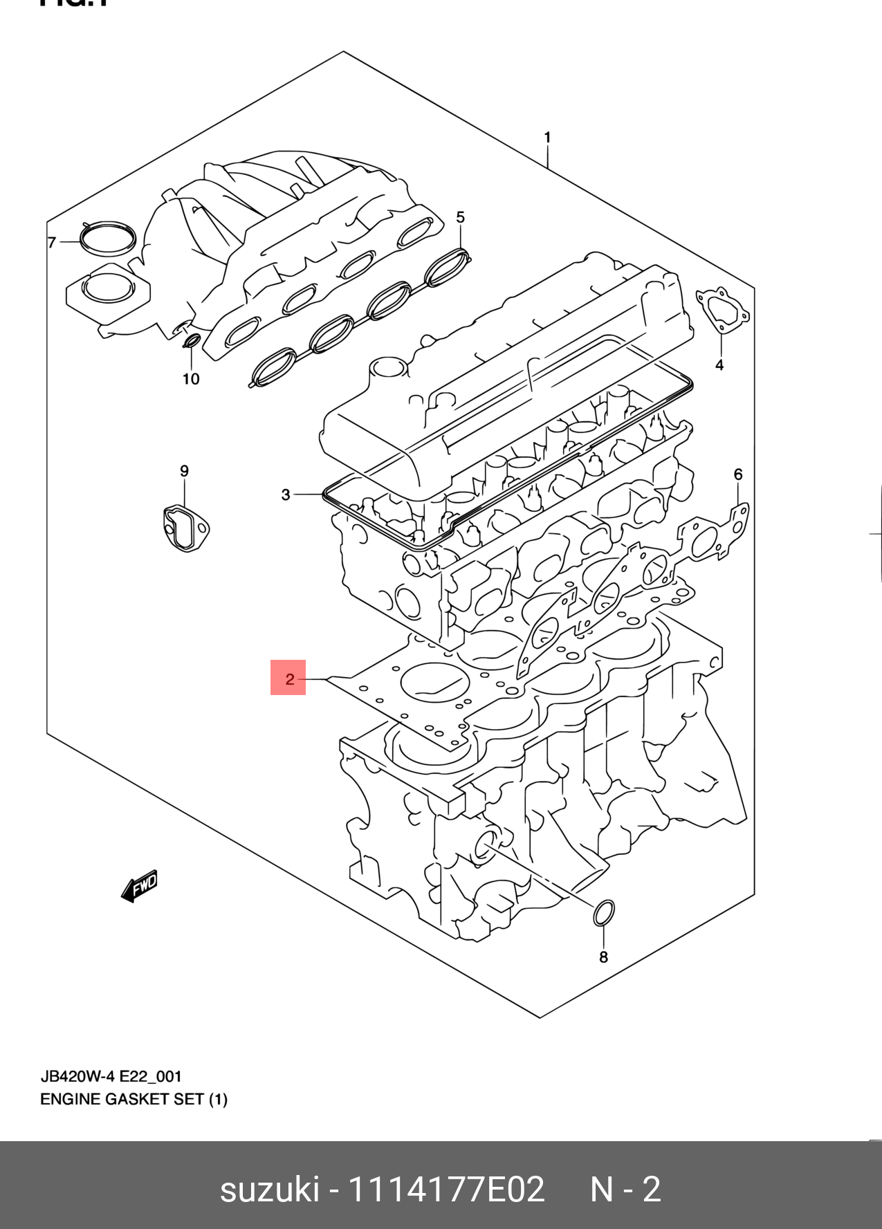 Прокладка ГБЦ GVitara SQ420 -77E01 SUZUKI 1114177E02