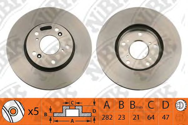 Тормдиск первент[282x23] 5 отв NIBK RN1218